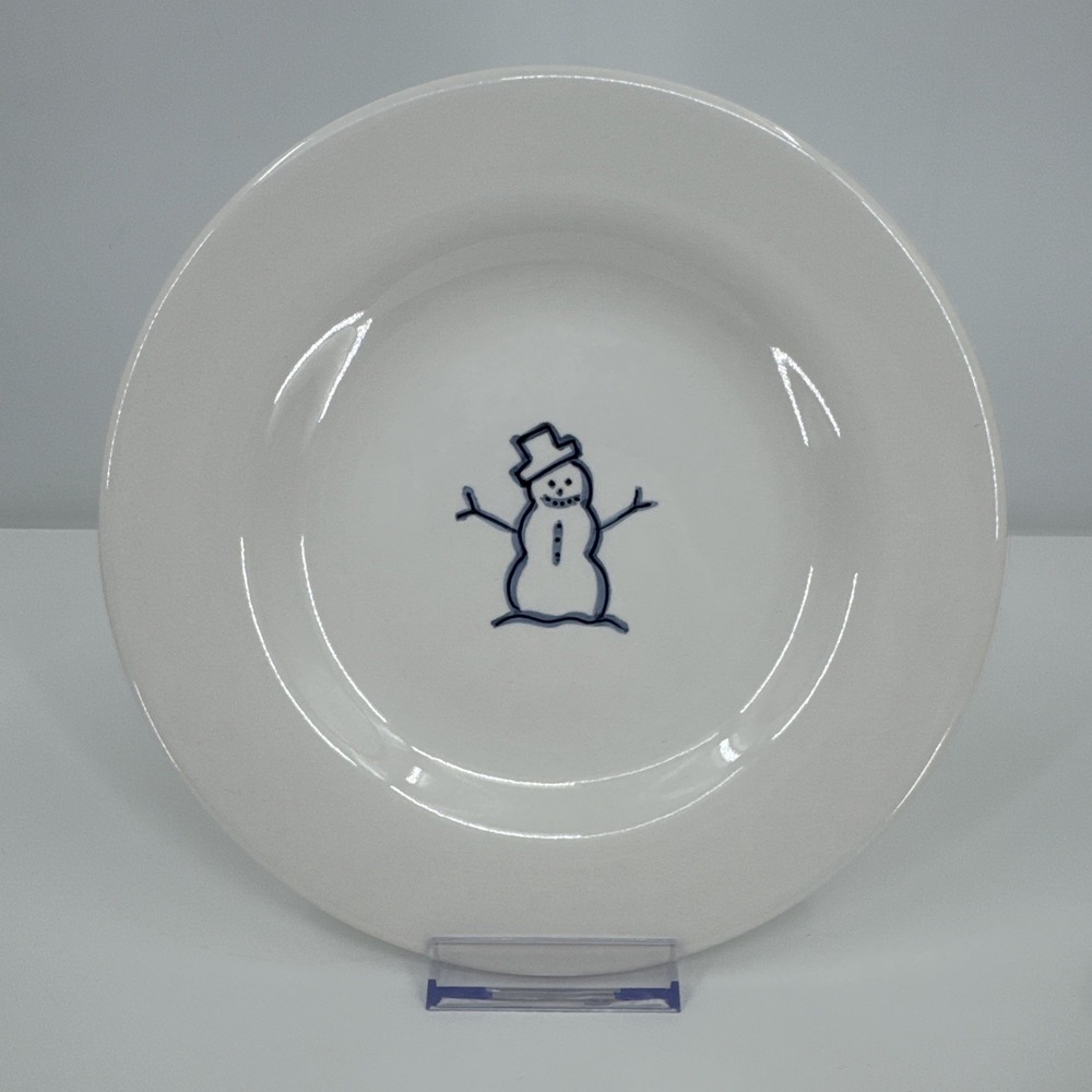 Pottery Barn KEEPSAKE SNOWMAN  Desert‎ Plate ~ 8.25"